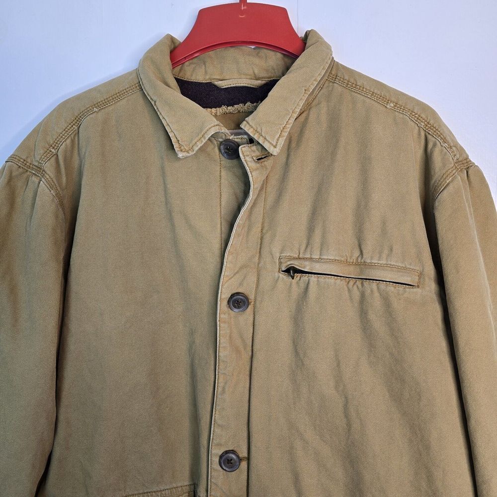 BKE 67 Mens Tan Canvas Barn Jacket Wool Blend Lined Workwear Coat Large 46150 - Picture 3 of 11
